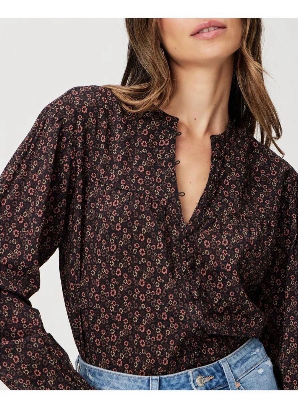 Paige Women's Black Floral Large Blouse